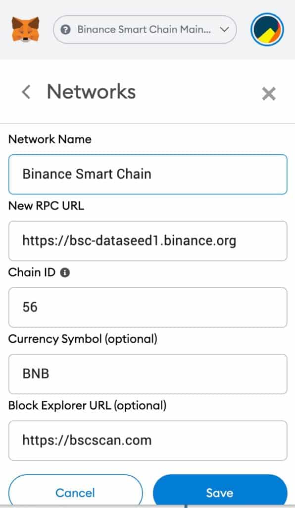 import binance smart chain metamask